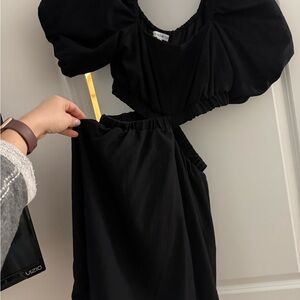 Elegant Black Puff Sleeve Mini Dress